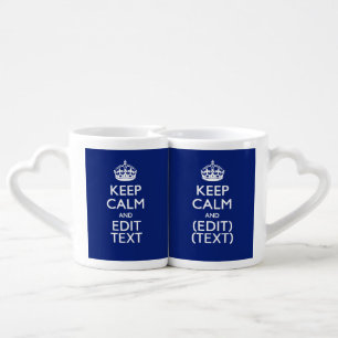 Navy Blue Keep Calm And Have Your Text Coffee Mug Set