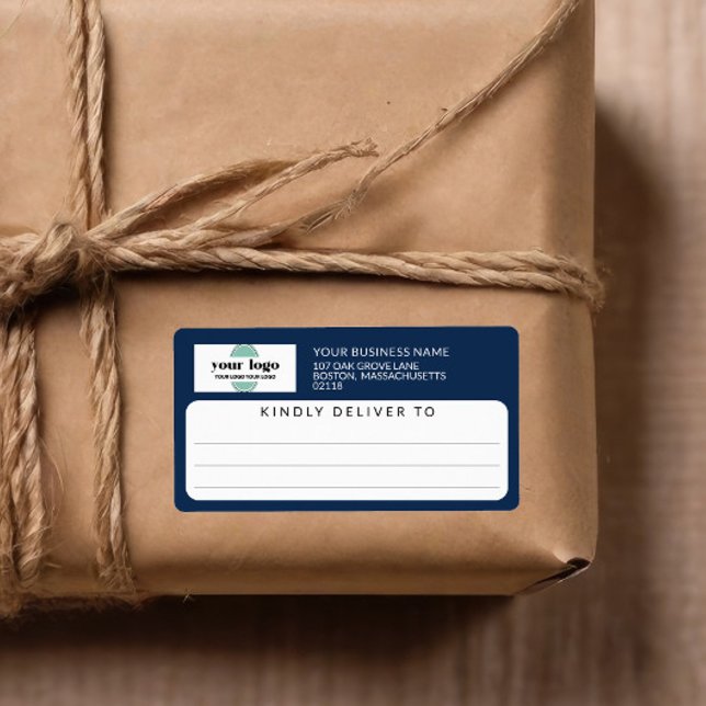 Navy Blue Kindly Deliver To Logo Shipping Label (Creator Uploaded)