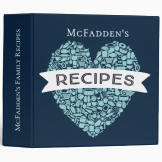 Navy Blue Kitchen Recipe Personalized Cook Cooking 3 Ring Binder