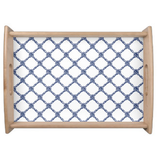 Navy Blue Knots Nautical Serving Tray