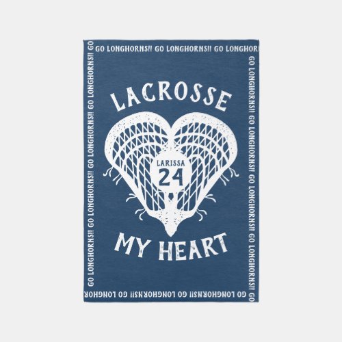 Navy Blue Lacrosse My Heart Rug