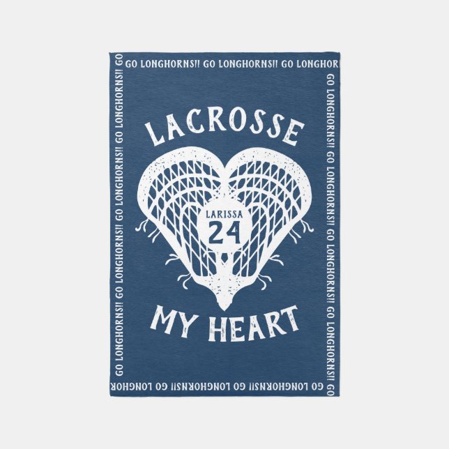 Navy Blue Lacrosse My Heart Rug (Front (Vertical))