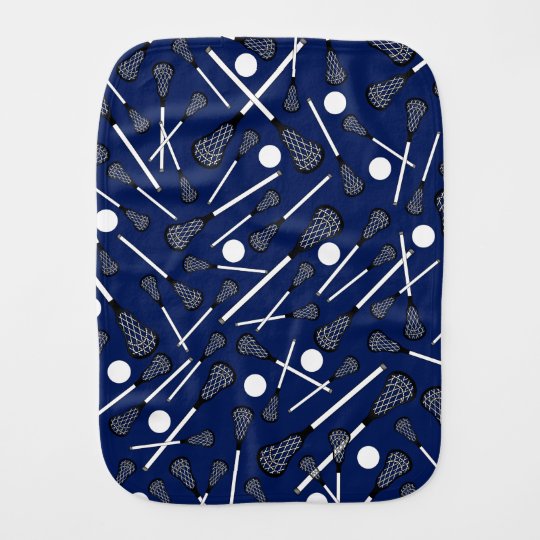 Navy blue lacrosse sticks baby burp cloth