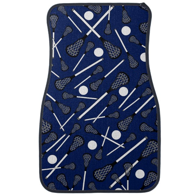 Navy blue lacrosse sticks car mat (Front)