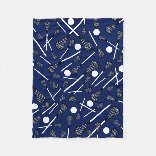 Navy blue lacrosse sticks fleece blanket Zazzle