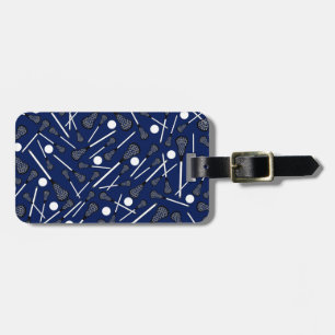 Navy blue lacrosse sticks luggage tag