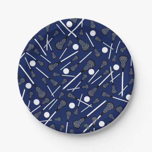 Navy blue lacrosse sticks paper plates