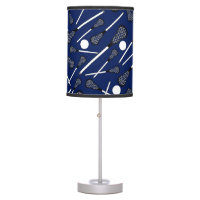 Navy blue lacrosse sticks table lamp