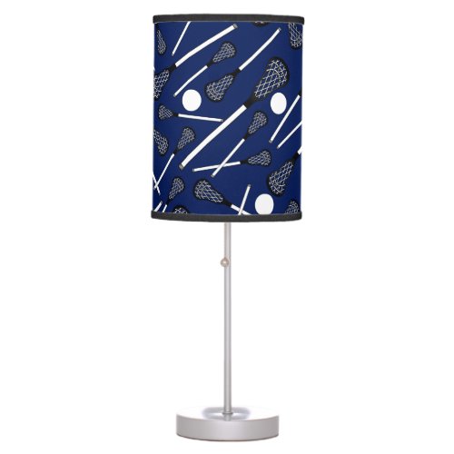 Navy blue lacrosse sticks table lamp