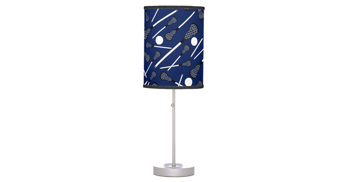 Navy blue lacrosse sticks table lamp Zazzle