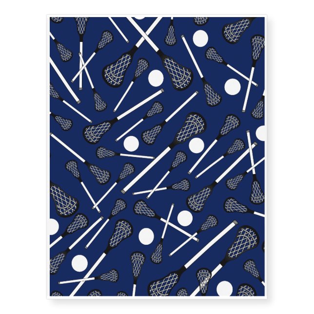 Navy blue lacrosse sticks temporary tattoos (Front)