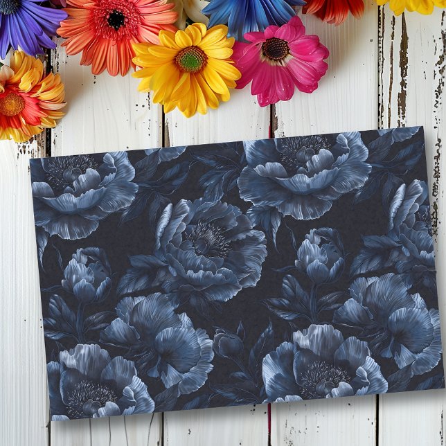 Navy Blue Large Peonies Tissue Paper (Creator Uploaded)