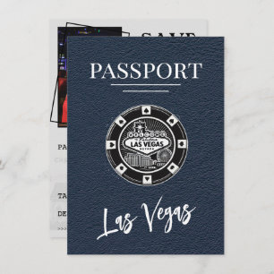 Navy Blue Las Vegas Passport Save The Date