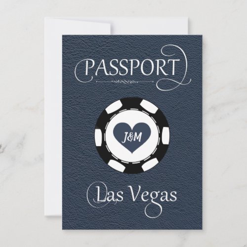 Navy Blue Las Vegas Passport Save the Date Card
