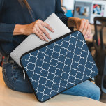 Navy Blue Latticework, Quatrefoil, Trellis Laptop Sleeve<br><div class="desc">Elegant,  stylish and sophisticated Moroccan trellis pattern in navy blue color. Modern and trendy gift,  perfect for the latticework lover in your life.</div>