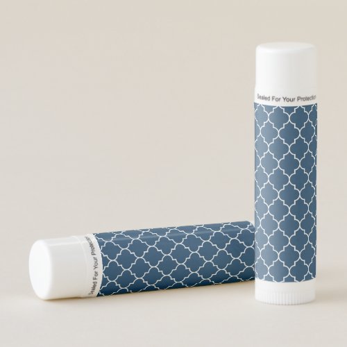 Navy Blue Latticework Quatrefoil Trellis Lip Balm