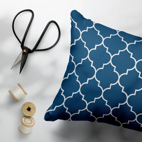 Navy Blue Latticework Quatrefoil Trellis Pillow Case