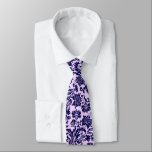 Navy-Blue & Lavender Floral Damasks Neck Tie<br><div class="desc">Elegant,  dark navy-blue floral damasks on a lavender changeable background color.</div>