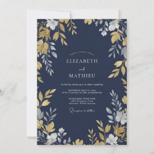 Navy Blue Lavish Twilight Wedding Invitation