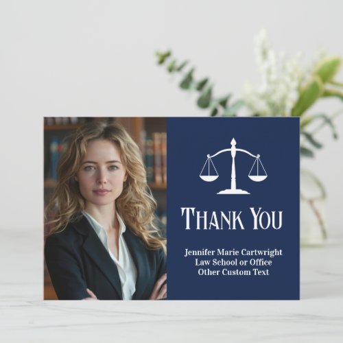 Navy Blue Law Office Custom Lawyer Thank You Card