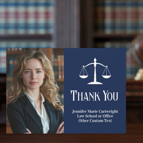 Navy Blue Law Office Custom Lawyer Thank You Card