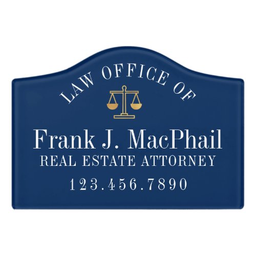 Navy Blue Law Office Name and Title Wall or Door Sign