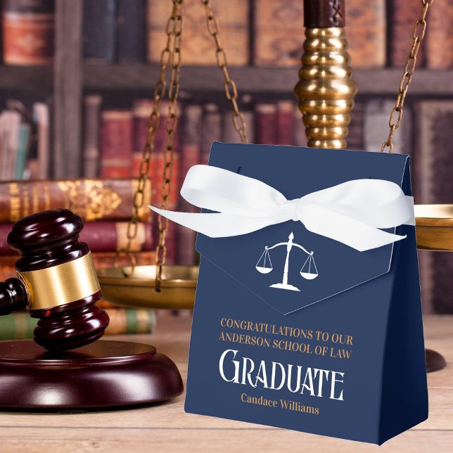 Navy Blue Law School Custom Graduation Party Favor Boxes (Creator Uploaded)