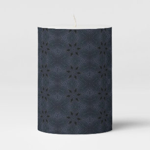 Navy blue leather pillar candle
