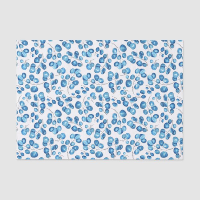 Navy Blue Leaves on White Tissue Paper (Front)