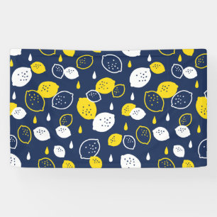 Navy Blue Lemon Art – Refreshing Citrus Design Banner
