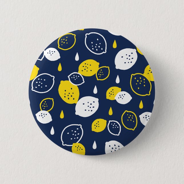  Navy Blue Lemon Art – Refreshing Citrus Design Button (Front)