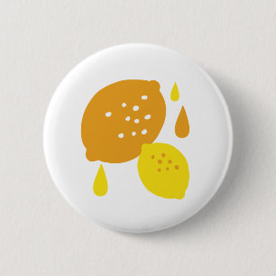 Navy Blue Lemon Art – Refreshing Citrus Design Button