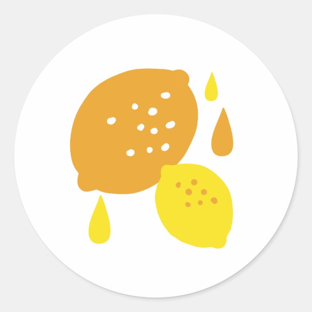  Navy Blue Lemon Art – Refreshing Citrus Design Classic Round Sticker (Front)