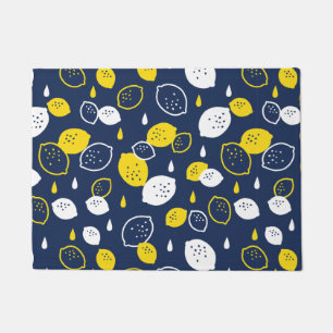 Navy Blue Lemon Art – Refreshing Citrus Design Doormat