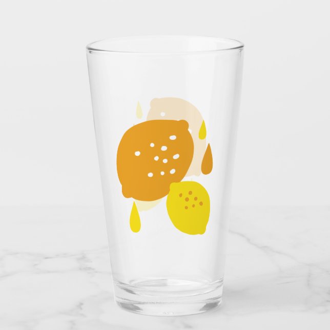  Navy Blue Lemon Art – Refreshing Citrus Design Glass (Front)