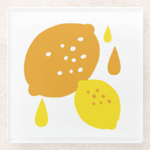  Navy Blue Lemon Art – Refreshing Citrus Design Glass Coaster