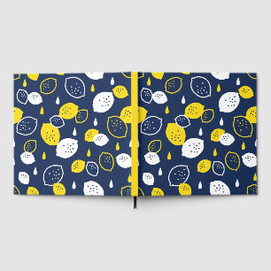 Navy Blue Lemon Art – Refreshing Citrus Design Guest Book