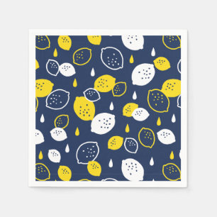 Navy Blue Lemon Art – Refreshing Citrus Design Napkins