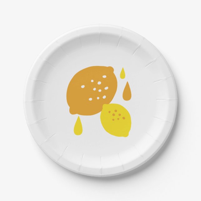  Navy Blue Lemon Art – Refreshing Citrus Design Paper Plates (Front)
