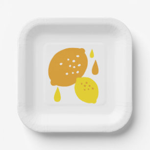 Navy Blue Lemon Art – Refreshing Citrus Design Paper Plates