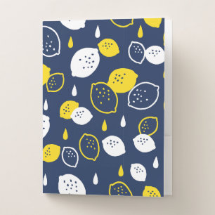 Navy Blue Lemon Art – Refreshing Citrus Design Pocket Folder