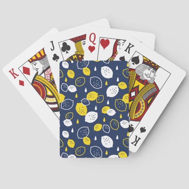  Navy Blue Lemon Art – Refreshing Citrus Design Poker Cards (Back)