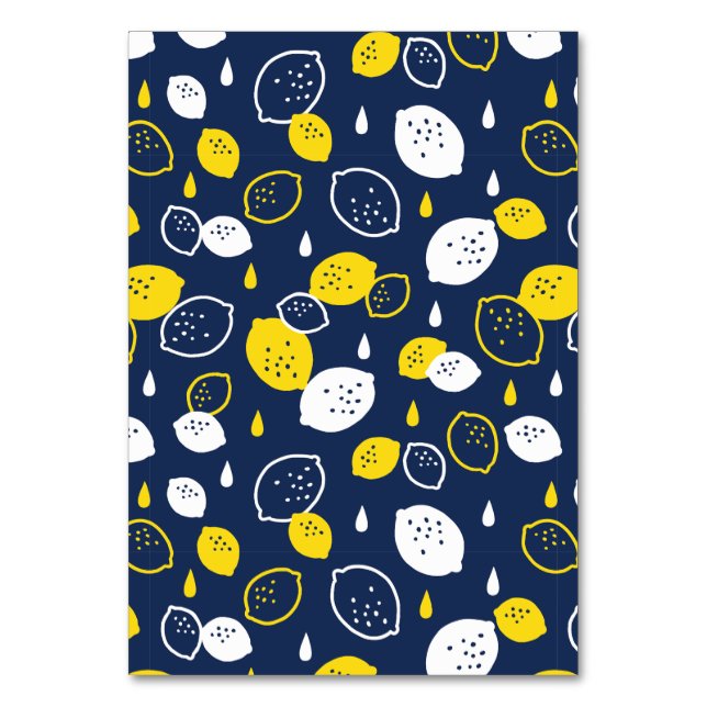  Navy Blue Lemon Art – Refreshing Citrus Design Table Number (Front)
