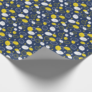 Navy Blue Lemon Art – Refreshing Citrus Design Wrapping Paper