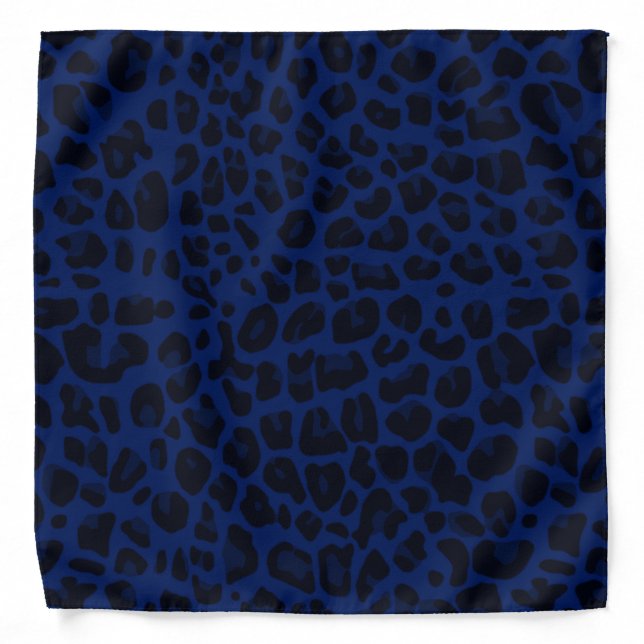 Navy blue leopard print bandana (Front)