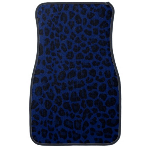 Navy blue leopard print car mat