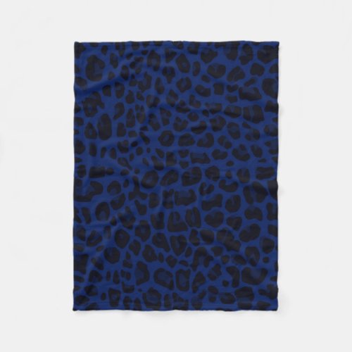 Navy blue leopard print fleece blanket