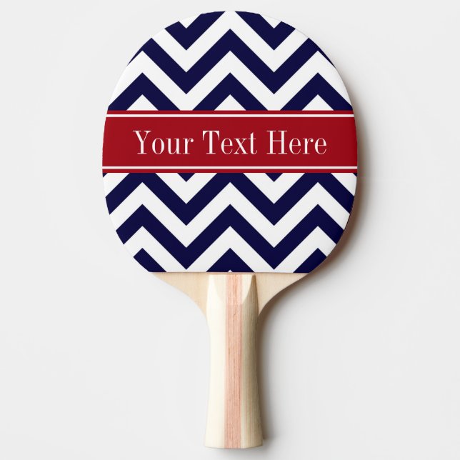 Navy Blue Lg Chevron Cranberry Name Monogram Ping-Pong Paddle (Front)