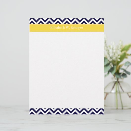 Navy Blue Lg Chevron Pineapple Name Monogram (Standing Front)