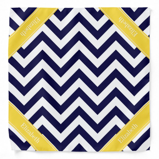 Navy Blue Lg Chevron Pineapple Name Monogram Bandana (Front)